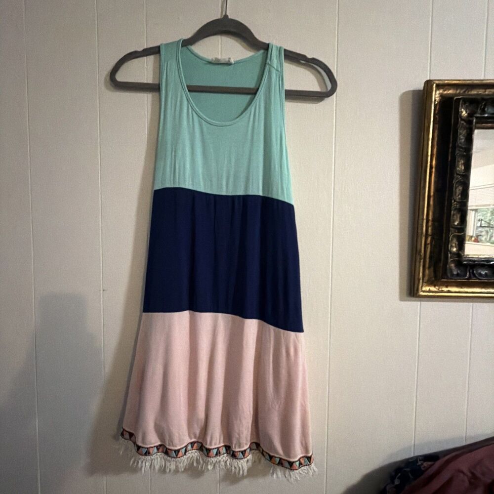 Flamingo Urban Dress Women's Small Tiered Panel Sleeveless Shift With Pockets